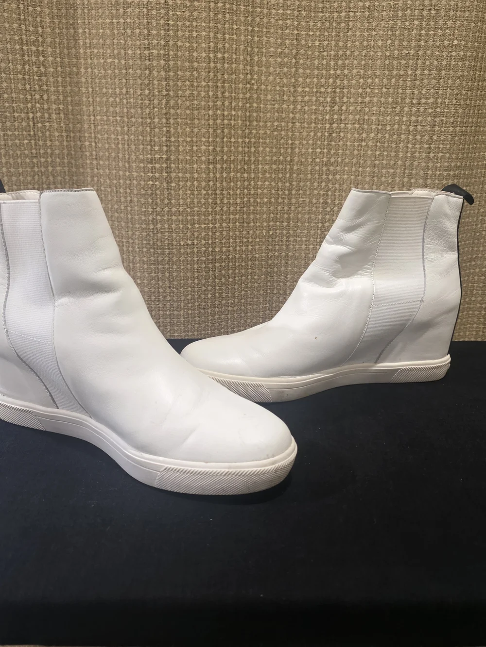 DKNYC White Wedge Chelsea Booties